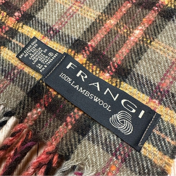 100% Wool Frangi Tartan Plaid Winter Scarf Moss Green Red and Yellow - Picture 7 of 7